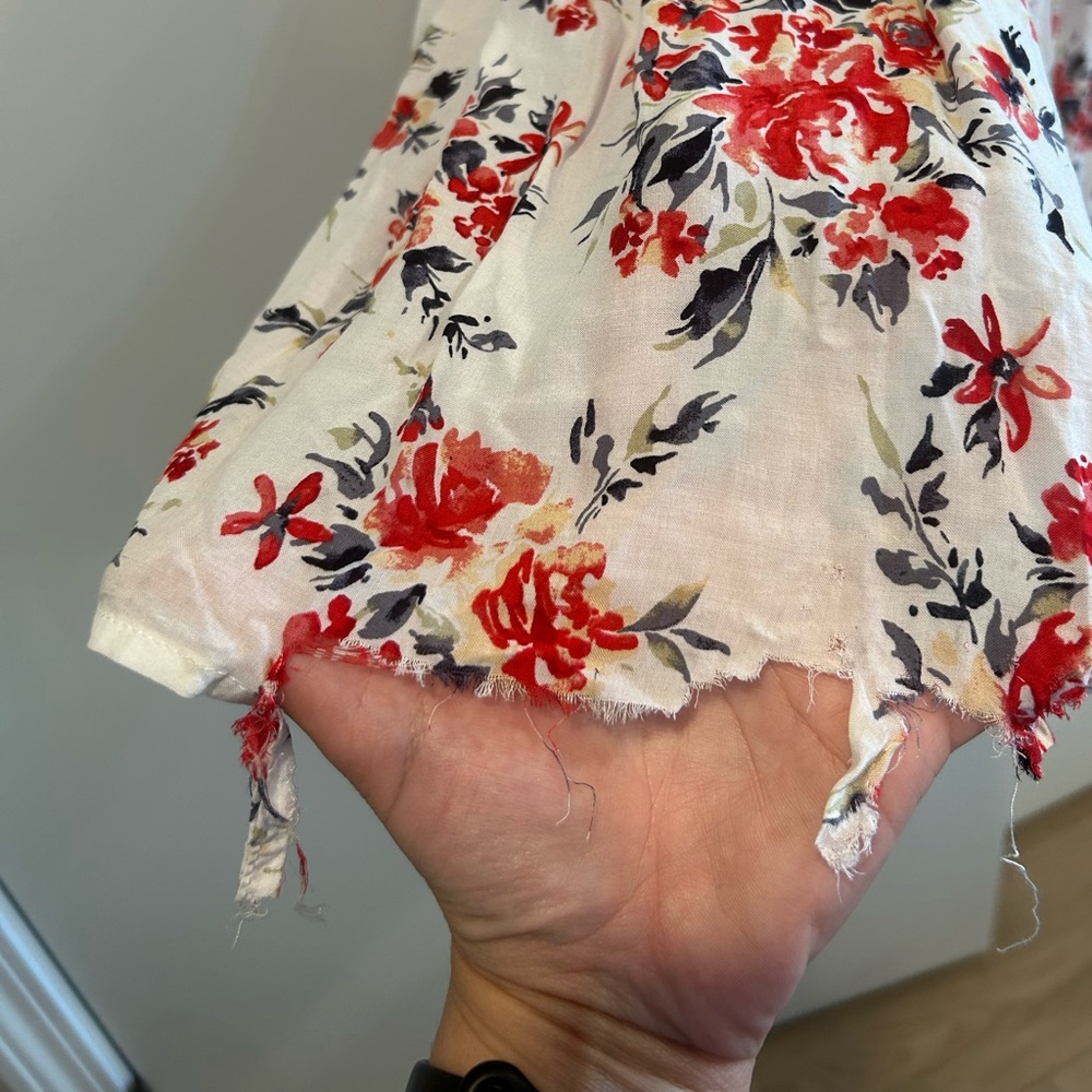 Torrid Mini Chiffon Smocked Dress Size 0 Floral Print 12 Cottage Core White - Picture 6 of 12